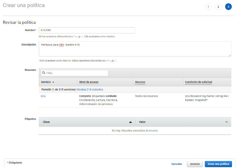 How to install Kasten K10 on AWS EKS — screenshot 2