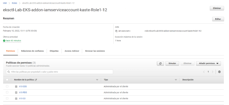 How to install Kasten K10 on AWS EKS — screenshot 8
