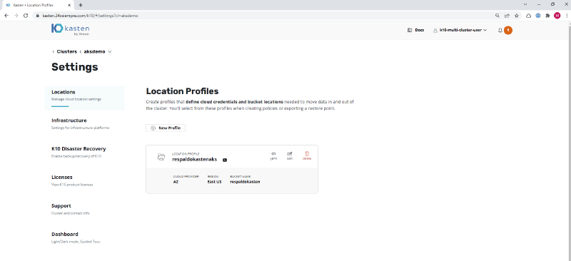 How to install Kasten K10 on Azure AKS — screenshot 11
