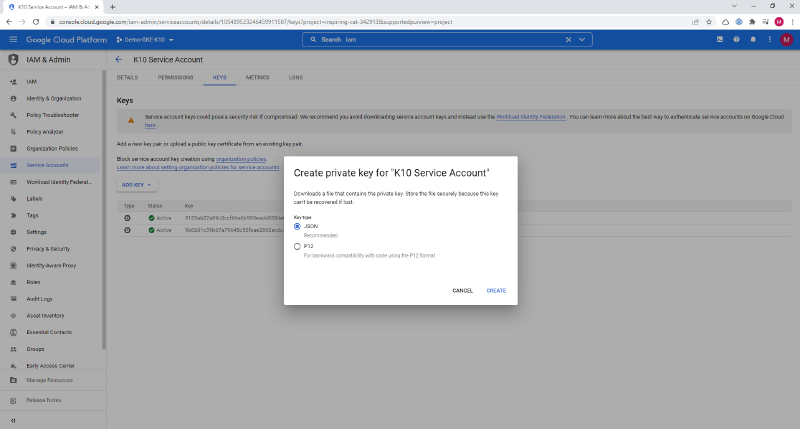 How to install Kasten K10 at Google GKE — screenshot 15