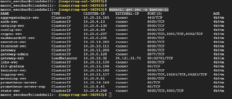 How to install Kasten K10 at Google GKE — screenshot 9