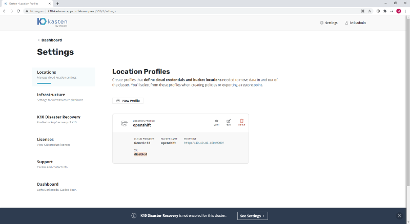 Red Hat OpenShift in vSphere with Kasten — screenshot 16
