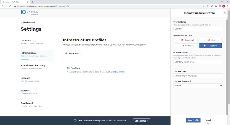 Red Hat OpenShift in vSphere with Kasten — screenshot 18