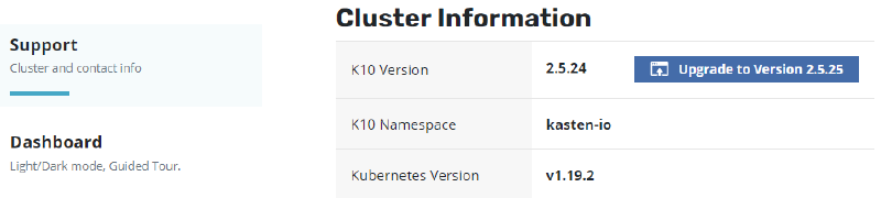 Upgrading Kasten k10 — screenshot 2