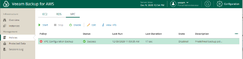 Veeam Backup for AWS v3 — screenshot 25
