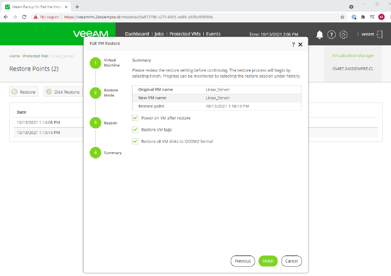 Veeam Backup for Red Hat Virtualization — screenshot 53
