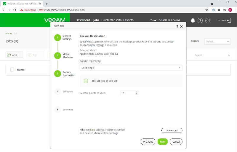 Veeam Backup for Red Hat Virtualization — screenshot 40