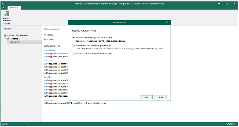 Veeam Explorer Oracle RMAN — screenshot 15