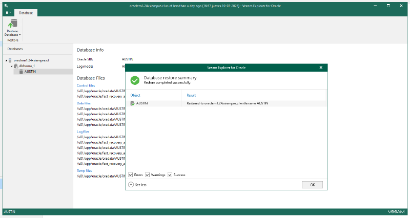 Veeam Explorer Oracle RMAN — screenshot 22