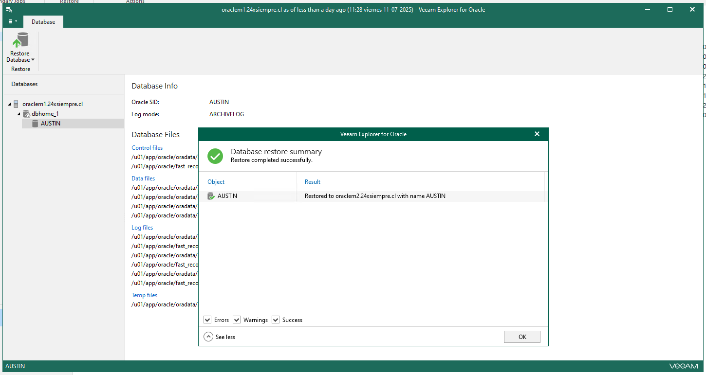 Veeam Explorer Oracle RMAN · 24xSiempre