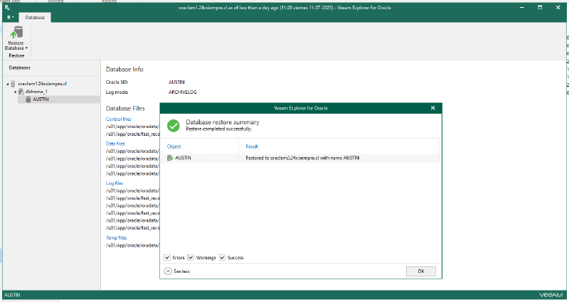 Veeam Explorer Oracle RMAN — screenshot 44