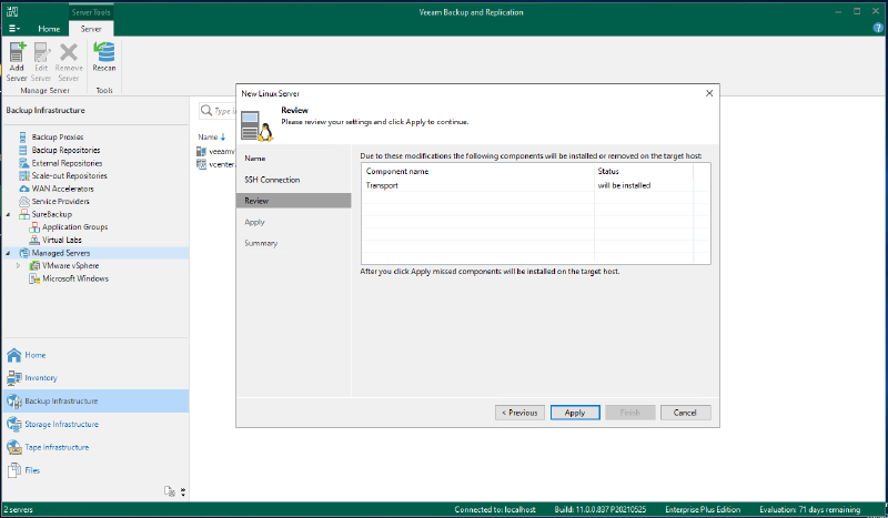 Veeam Immutable Repository with Red Hat Enterprise Linux — screenshot 14