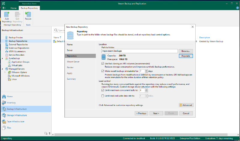 Veeam Immutable Repository with Red Hat Enterprise Linux — screenshot 19
