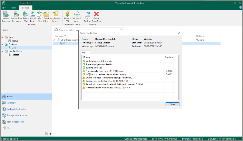 Veeam Immutable Repository with Red Hat Enterprise Linux — screenshot 24