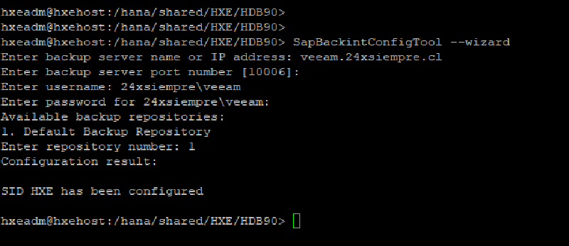 Veeam Plugin SAP HANA — configuracion plugin hana