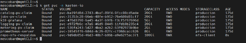 Como Configurar Repositorio NFS para Kasten K10 — captura 12