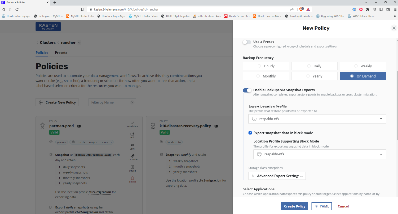 Como Configurar Repositorio NFS para Kasten K10 — captura 15