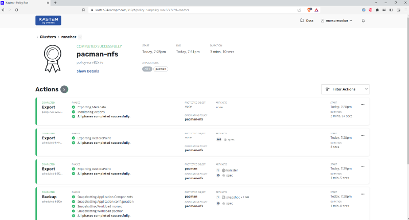 Como Configurar Repositorio NFS para Kasten K10 — captura 16