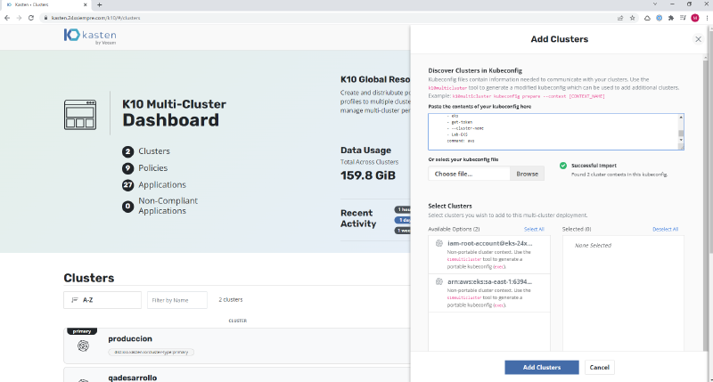 Como Instalar Kasten K10 en AWS EKS — captura 14