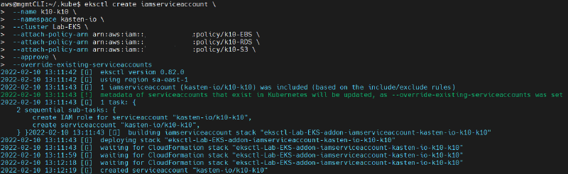 Como Instalar Kasten K10 en AWS EKS — captura 7