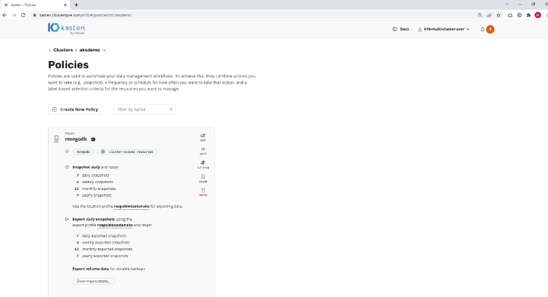 Como Instalar Kasten K10 en Azure AKS — captura 12