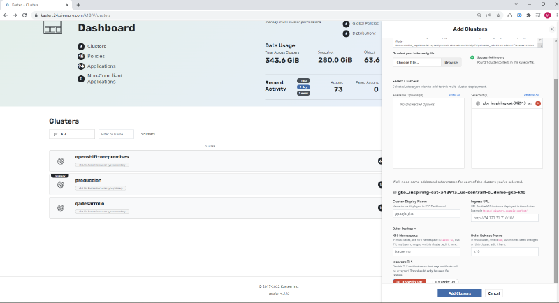 Como Instalar Kasten K10 en Google GKE — captura 19