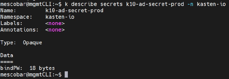 Como Integrar Active Directory con Kasten K10 y OpenShift — captura 13