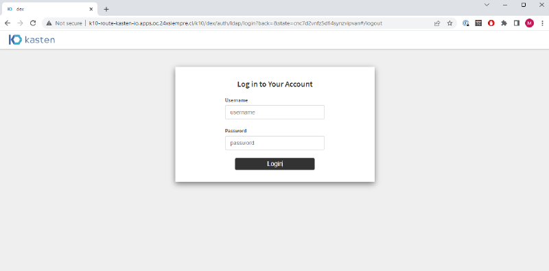 Como Integrar Active Directory con Kasten K10 y OpenShift — captura 1