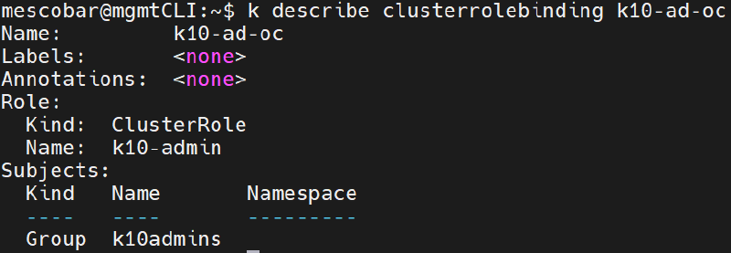 Como Integrar Active Directory con Kasten K10 y OpenShift — captura 5
