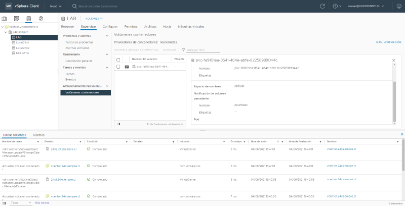 Instalar Cluster de Kubernetes con vSphere CSI — captura 20