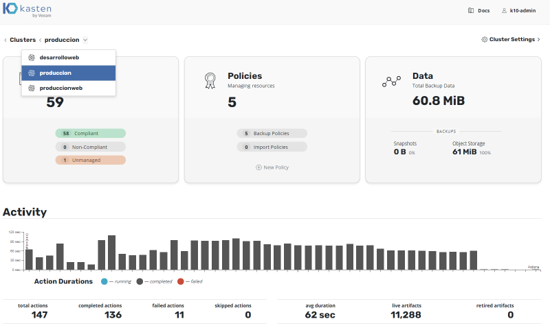Instalar Kasten Multi-Cluster Manager — captura 15