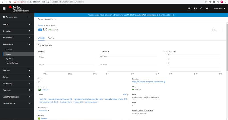 Red Hat OpenShift en vSphere con Kasten — captura 11