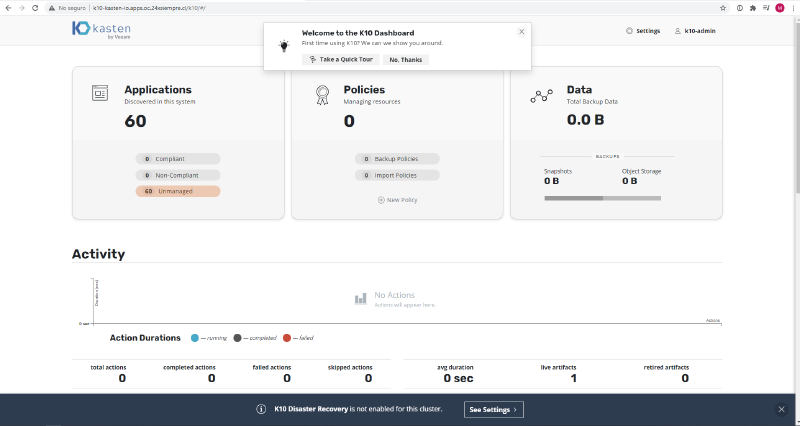 Red Hat OpenShift en vSphere con Kasten — captura 13