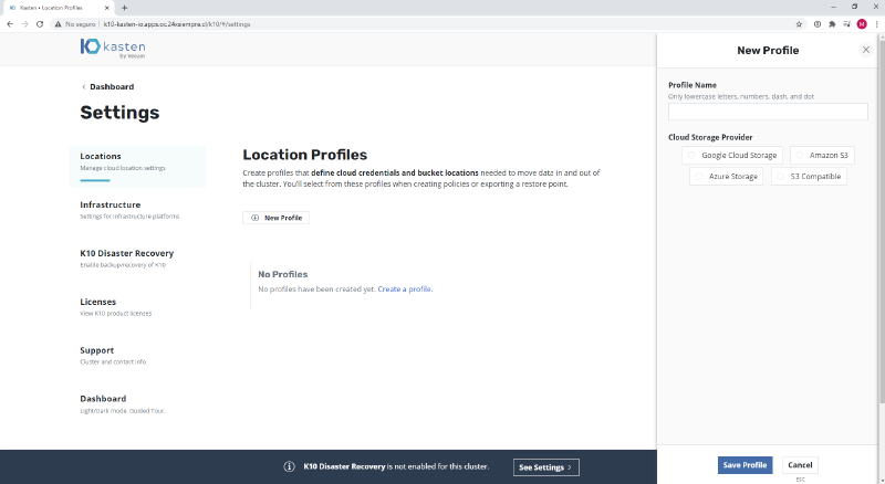 Red Hat OpenShift en vSphere con Kasten — captura 14