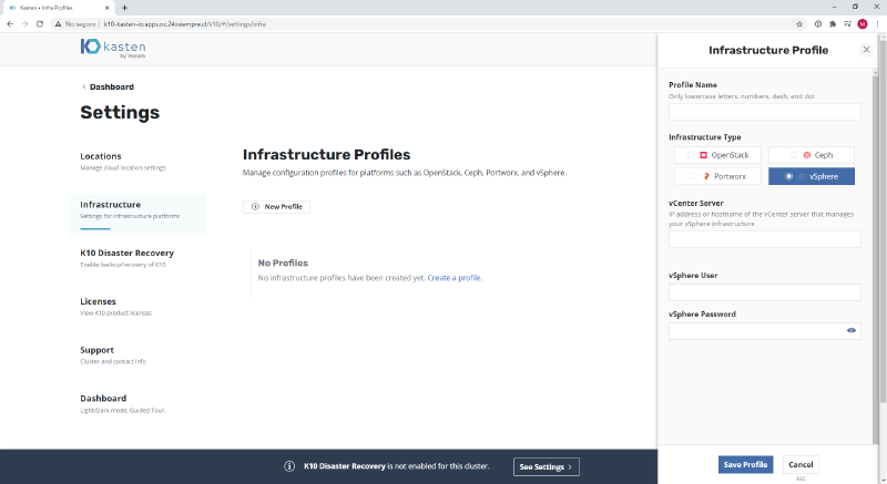 Red Hat OpenShift en vSphere con Kasten — captura 17