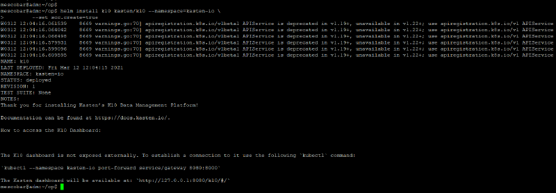 Red Hat OpenShift en vSphere con Kasten — captura 3
