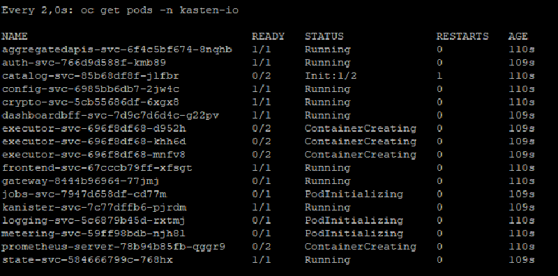 Red Hat OpenShift en vSphere con Kasten — captura 4