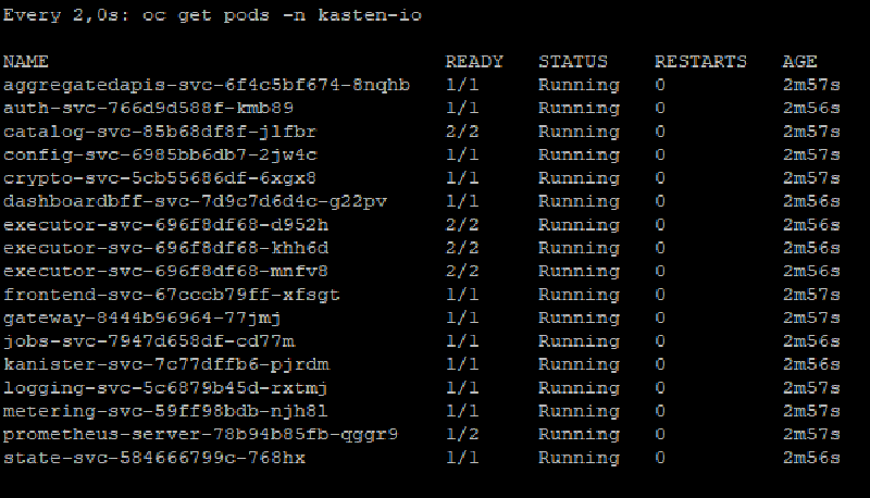 Red Hat OpenShift en vSphere con Kasten — captura 5