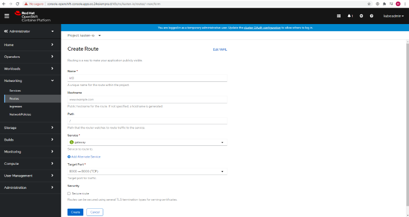 Red Hat OpenShift en vSphere con Kasten — captura 10