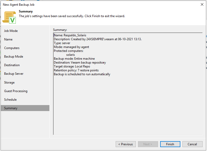 Veeam Agent para Solaris y Veeam 11a — captura 24