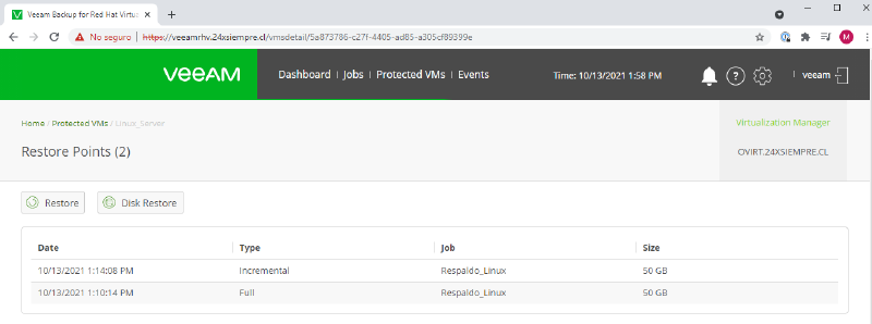 Veeam Backup for Red Hat Virtualization — captura 47