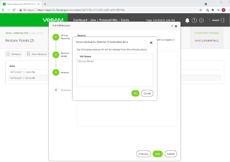 Veeam Backup for Red Hat Virtualization — captura 52