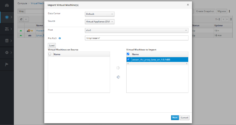 Veeam Backup for Red Hat Virtualization — captura 6