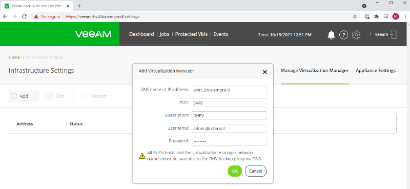Veeam Backup for Red Hat Virtualization — captura 32