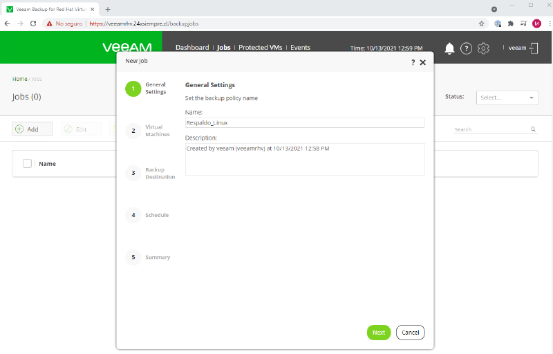 Veeam Backup for Red Hat Virtualization — captura 37