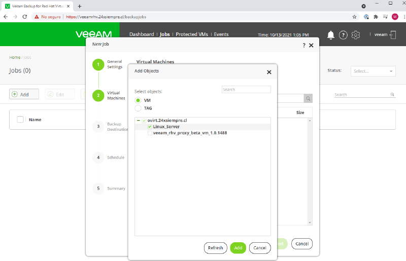 Veeam Backup for Red Hat Virtualization — captura 39