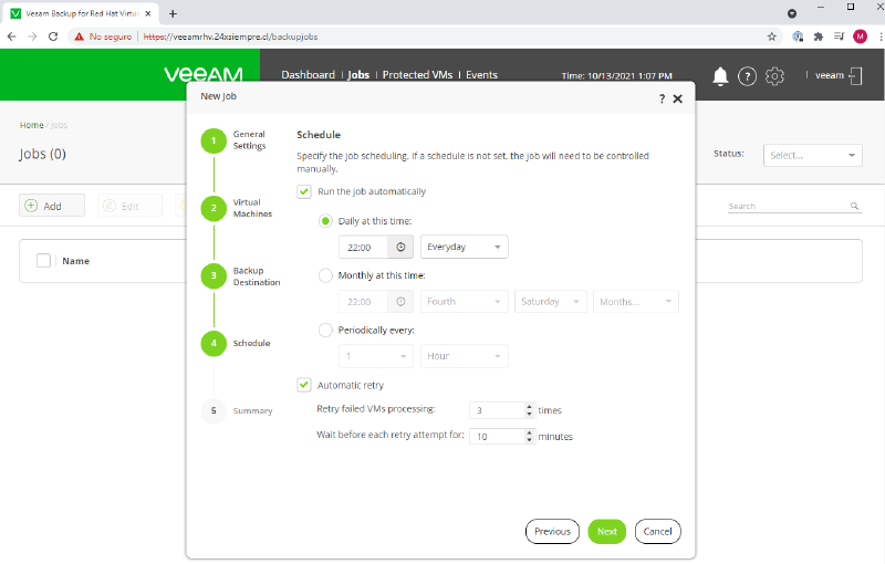 Veeam Backup for Red Hat Virtualization — captura 41