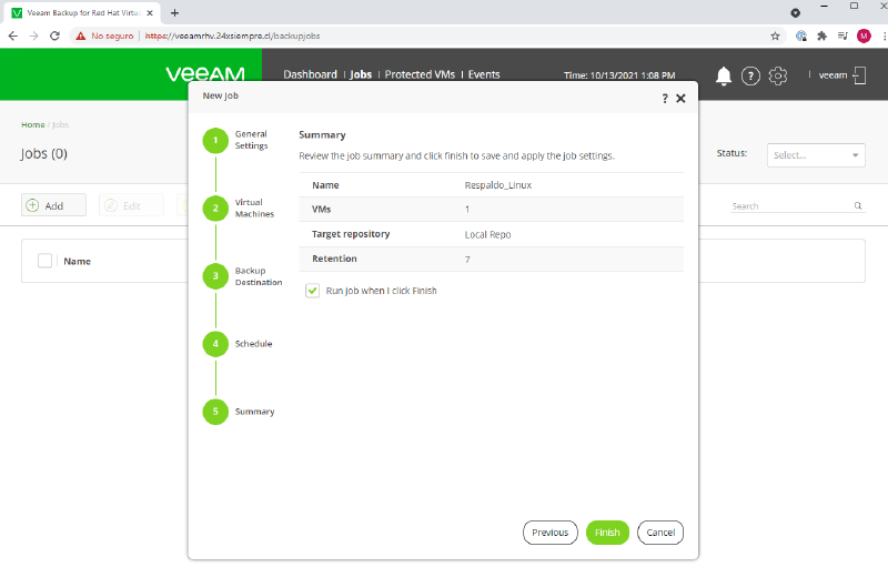 Veeam Backup for Red Hat Virtualization — captura 42