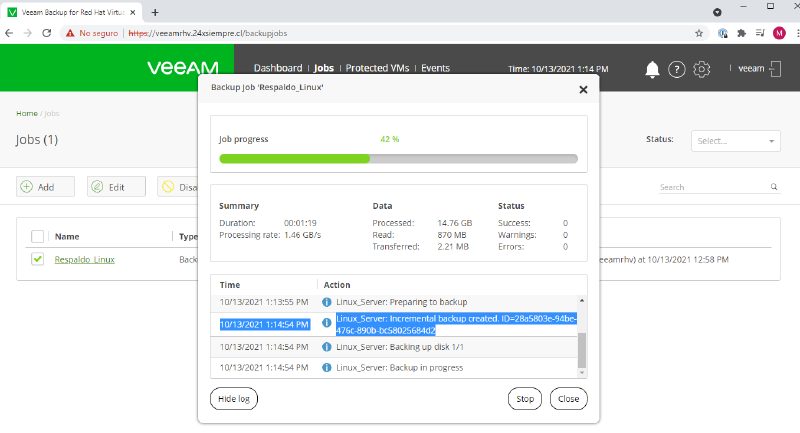 Veeam Backup for Red Hat Virtualization — captura 46