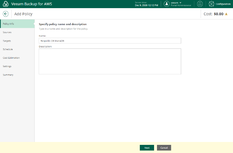 Veeam Backup para AWS v3 — captura 9
